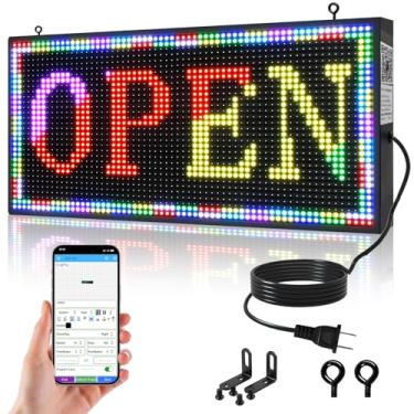 Imagem de Waycreat Placa LED programável, controle WiFi, módulo de exibição de LED P10 de 66 cm x 35 cm, placa de rolagem aberta, IP65 à prova d'água, colorida, quadro de mensagens com tela RGB, sinalização