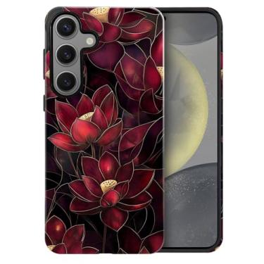 Imagem de heindiy Compatível com Samsung Galaxy S24 FE, capa brilhante, proteção total, à prova de choque, anti-arranhões, capa de TPU, capas para homem mulher - flor de lótus vibrante