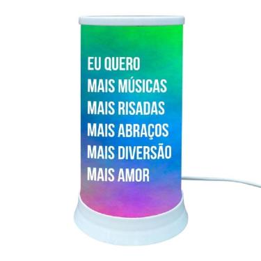 Imagem de Luminária De Mesa Frase More Happiness