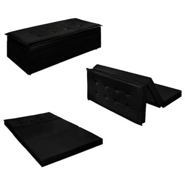 Imagem de Puff Vira Cama Casal Para Descanso - Diversas Cores (Preto)