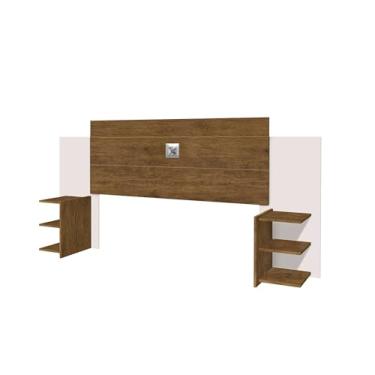 Imagem de Cabeceira Acapulco Box Versatil 1,40 cm Casal á 1,60 cm Queem com Prateleiras laterais. (Jequitibá/Off)