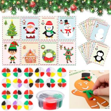 Imagem de Capoda 18 Pack Christmas Clay Sets with Air Dry Clay Craft Kit 18 Xmas DIY Cards Modeling Clays Party Favors for Kids Christmas Stocking Stuffers Winter Holiday School Party Activities Supplies