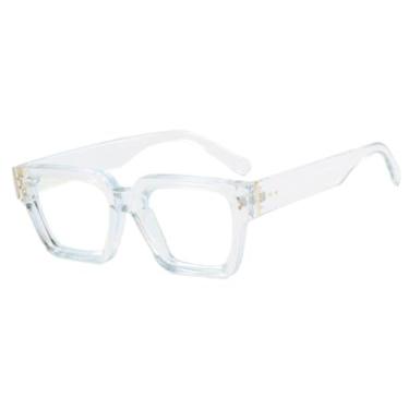 Imagem de HPIRME Óculos femininos de luxo com armação grossa, estilo retrô, com proteção UV400 (lentes transparentes).
