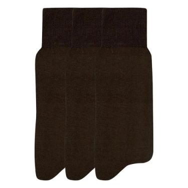 Imagem de Kit 3 Meias Mash Social Cano Longo Algodão Lisa Masculina 231.05, Marr