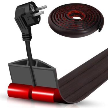 Imagem de Tampa de cabo de piso DBHXXMB-HH autoadesiva de madeira preta de 10 pé