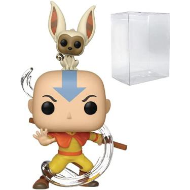 Imagem de Pop Avatar: O Último Mestre do Ar - Boneco de vinil Pop Aang com Momo Funko (incluído com capa protetora de caixa pop compatível), multicolorido, 9,5 cm