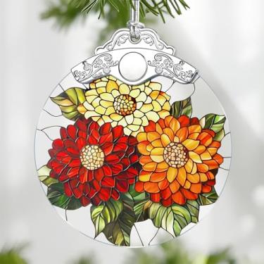 Imagem de Enfeites de Natal: Enfeite de flor de nascimento em novembro estilo vitral - Decorações de árvore de Natal, presentes de festa de feriado, presentes de dia das mães e aniversário para mulheres, mãe e