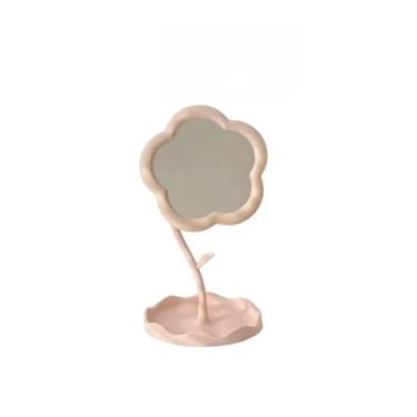 Imagem de Espelho Maquiagem, Design Floral, Requintadamente Encantador, Adequado Para Penteadeiras e SecretáRias, PortáTil(Rosa,1 peça)