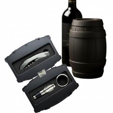 Imagem de Kit para Vinho em Formato de Barril com Acessórios em Inox – Presente Sofisticado