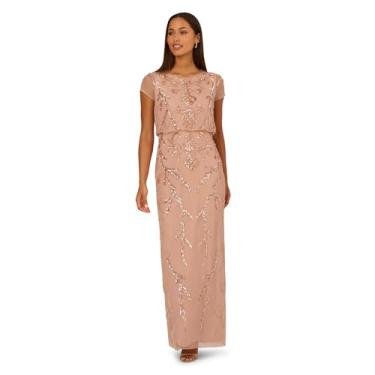 Imagem de Adrianna Papell Vestido longo com miçangas, ouro rosa, Ouro rosa, 44