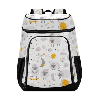 Imagem de Mochila térmica com estampa de ovelhas com 36 latas para viagem