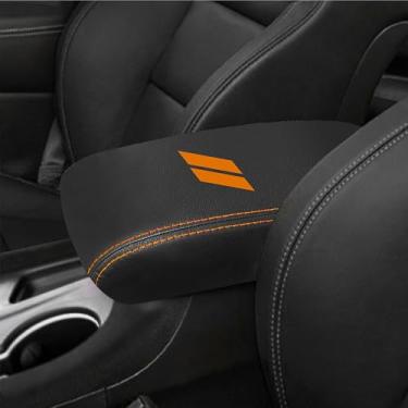 Imagem de YOSRTER Para Dodge Durango Accessories 2021 2022 2023 2024 2025 2026 console central capa de apoio de braço caixa interior couro anti-arranhões decoração de braço central (pontos laranja)