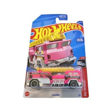Imagem de Toy Hot Wheels 2022 5 Alarm Pink Fire Truck HW Rescue