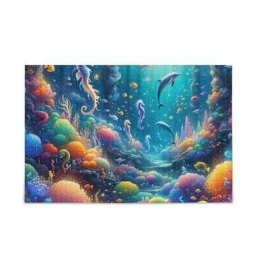 Imagem de Quebra-cabeça de madeira e papel Magic Sea World de 1000 peças com bolsa de armazenamento para adolescentes