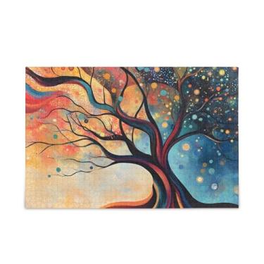 Imagem de Quebra-cabeças abstratos coloridos de 500 peças, quebra-cabeças complexos de papel e madeira para adultos com bolsa de armazenamento