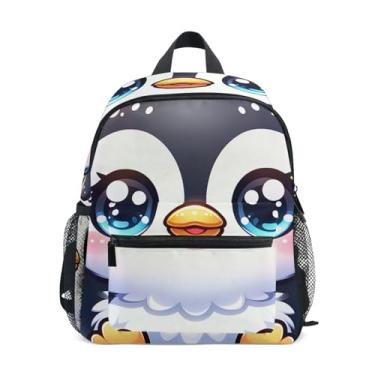 Imagem de GAIGEO Adorable Penguin Cute Mini Toddler Backpack with Whistle, 2 Bottle Pockets, Lightweight, Back to School Backpacks 10x4x12 In, for Ages 3-8