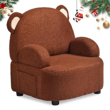 Imagem de Cadeira infantil confortável para crianças – Cadeiras infantis com tecido sherpa de pelúcia e extra confortável, enchimento de espuma de memória, suporte, cadeira de leitura infantil com lindos