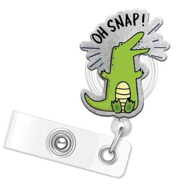 Imagem de 1 porta-crachá retrátil de desenho animado com tema de dinossauro, zoológico, mar, para escola, escritório