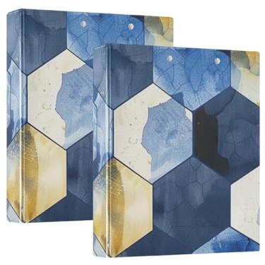 Imagem de Fichário organizador hexágonos aquarela, fichário de 3,8 cm com 3 anéis com bolsos para papel tamanho A4, fichários escolares 3 anéis