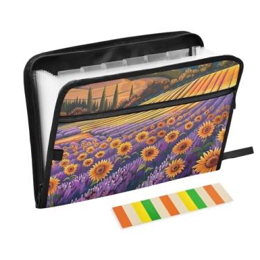 Imagem de Pasta de arquivo expansível de campo de girassol para organização, jogos de tabuleiro, viagens, material de escritório escolar