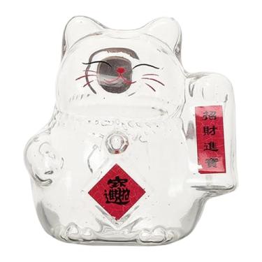 Imagem de FLCPJGV Cofrinho em Formato de Gato com Porta de Vidro Transparente, Ideal para Crianças. Decoração para Mesa Ou Escrivaninha, Vermelho