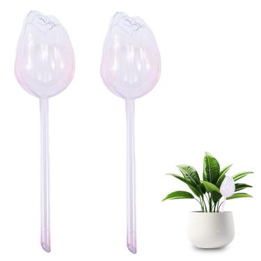 Imagem de Globos criativos de irrigação automática em forma de flor para plantas internas e externas – Lâmpadas automáticas de irrigação por gotejamento de PVC de 5 x 5 x 12,7 cm para férias – Sistema de