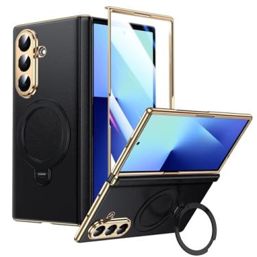 Imagem de LeYi Capa Z-Fold-7: Capa para Galaxy Z Fold 7 [compatível com MagSafe] com protetor de tela integrado, superfície cortical magnética rápida para Samsung Fold 7, preta