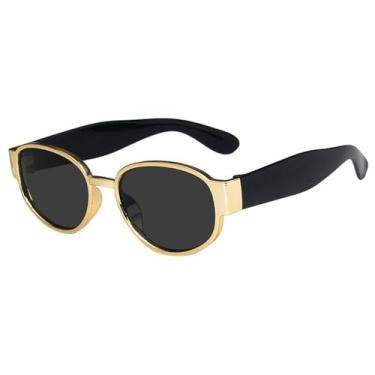 Imagem de Óculos de Sol Ovais com Armação de Metal, Estilo Punk, Proteção UV400, Ideais para Esportes ao Ar Livre, Corrida e Ciclismo, nas Cores Preto, Dourado e Cinza. Disponíveis nas cores Preto, Dourado e Ci