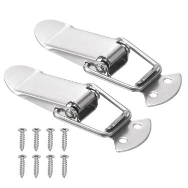 Imagem de PATIKIL 2 peças de trava de aço inoxidável acionada por mola, caixa de ferramentas de 7,6 cm, trava de fixação com parafusos de montagem para caixa de madeira de celeiro de porta de armário