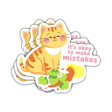 Imagem de Adesivo divertido para amantes de gatos sarcásticos com 3 peças "It's Okay to Make Mistakes", adesivos de saúde mental, decalque de carro para laptop, garrafa, caderno, caixa de ferramentas, capacete