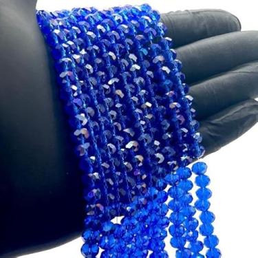 Imagem de Fio de Cristal de Vidro 8mm Facetado para Bijuterias e Artesanato – 67 Peças por Fio (AZUL ESCURO BOREAL)
