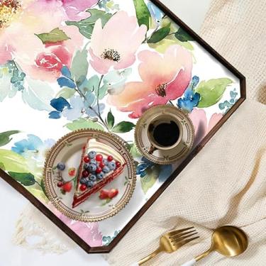 Imagem de Floralplus Forro de prateleira e armário, forro de prateleira autoadesivo para cozinha, forro de gaveta floral impermeável, papel de contato antiderrapante, forros de geladeira de bancada de despensa