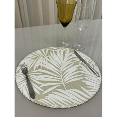 Imagem de Jogo Americano Mesa Posta Impermeável Redondo ou Retangular para Jantar e Eventos – Kit 4 ou 6 Lugares Decorativo Luxo (35. Floral Branco e Cinza,6 unidades)
