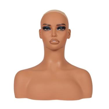 Imagem de Zialofi Cabeça de manequim realista, suporte para exibição de perucas com maquiagem, manequim multifuncional para exibição de cabelo falso para cachecóis e