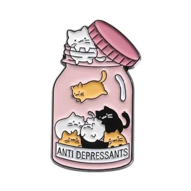 Imagem de Broches De Esmalte Cat Lady, Pins Anti-Depressão, Distintivos De Lapel