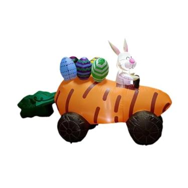 Imagem de Nishiyuenyi Decoração inflável de Páscoa para jardim, enfeite para fotos, coelhinho da Páscoa de desenho animado, brinquedo inflável para decoração externa.