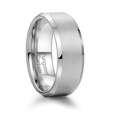 Imagem de Zillaly Aliança de casamento masculina, anéis de tungstênio para homens, 6 mm e 8 mm, acabamento fosco confortável, disponível em várias cores, Carboneto de tungstênio, Sem pedra preciosa
