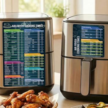 Imagem de Conjunto de ímãs Air Fryer Cook Time (2 tamanhos) | Gráficos grandes 25 x 17 e compactos de 12 x 12 cm | Conjunto completo de acessórios de cozinha