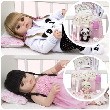 Imagem de Bebe Reborn de Vinil Siliconado Gêmeas Panda Coelha Enxoval - Cegonha 