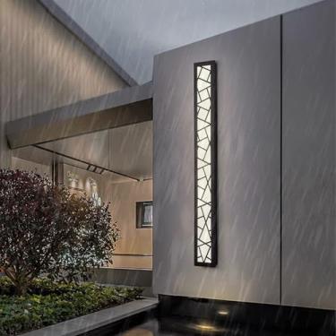Imagem de GZZBMY LED Candeeiros de parede exterior IP65 impermeável metal alumínio apliques de parede modernos longa interior / exterior iluminação para jardim, terraço, varanda, garagens, preto luz branca, 150