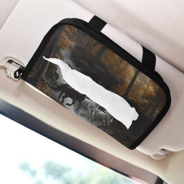 Imagem de SEHANY Suporte de lenços de carro Majestic Horse, caixa de lenços para carro, viseira solar, porta-guardanapos retangular, dispensador de máscara de carro, caixa de lenços de papel para automóveis