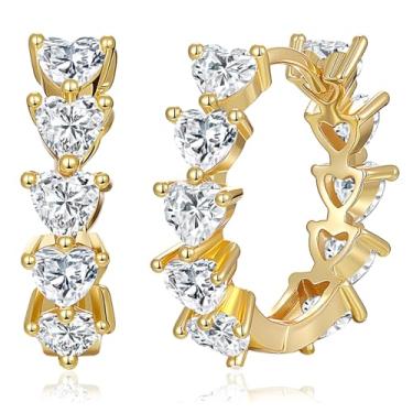 Imagem de MDFUN Brincos de argola de zircônia cúbica grandes para mulheres, modernos banhados a ouro 18 K, hipoalergênicos, 20/42 mm, Latão, Zircônia cúbica