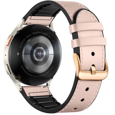 Imagem de Adorve Pulseiras de couro compatíveis com Samsung Galaxy Watch 7/Galaxy Watch 6 de 40 mm e 44 mm, Watch 6/4 Classic, 5 Pro/5/4/FE/Active 2, pulseira de couro de grão superior de 20 mm para Samsung