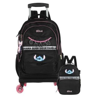 Imagem de Kit Lilo Stitch Mochila 4 Rodas + Lancheira Térmica 2Em1 - Luxcel