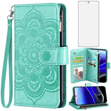 Imagem de Asuwish Capa carteira compatível com Motorola Moto G Stylus 5G 2022 e protetor de tela de vidro temperado flor couro flip porta-cartões com suporte para celular XT2215-1 XT2215-4 XT2215DL feminino