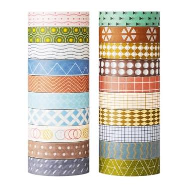 Imagem de Conjunto de adesivos Washi de 20 rolos de 2 metros, adesivos decorativos para artes faça-você-mesmo artesanato suprimentos de diário scrapbook cartão embrulho