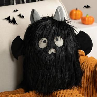 Imagem de Almofada decorativa Ashler Halloween Fantasma, almofada assustadora fantasma de pelúcia, almofada decorativa de pelúcia de pelúcia, linda almofada de pele sintética para crianças, preta, 26 x 35 cm