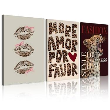 Imagem de Conjunto de 3 pôsteres descolados com estampa de oncinha de oncinha com 8 bolas, arte de parede rosa Y2k, decoração de parede de guepardo, estética para quarto de meninas, quarto, apartamento