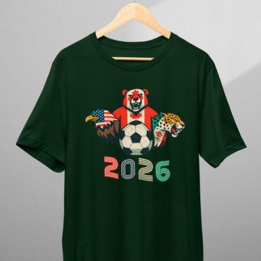 Imagem de Camiseta Infantil Adulto Copa do Mundo 2026 Aguia Urso Onça 100% Algod