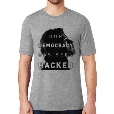 Imagem de Camiseta Our Democracy Has Been Hacked - Foca na Moda, Cinza, GGG